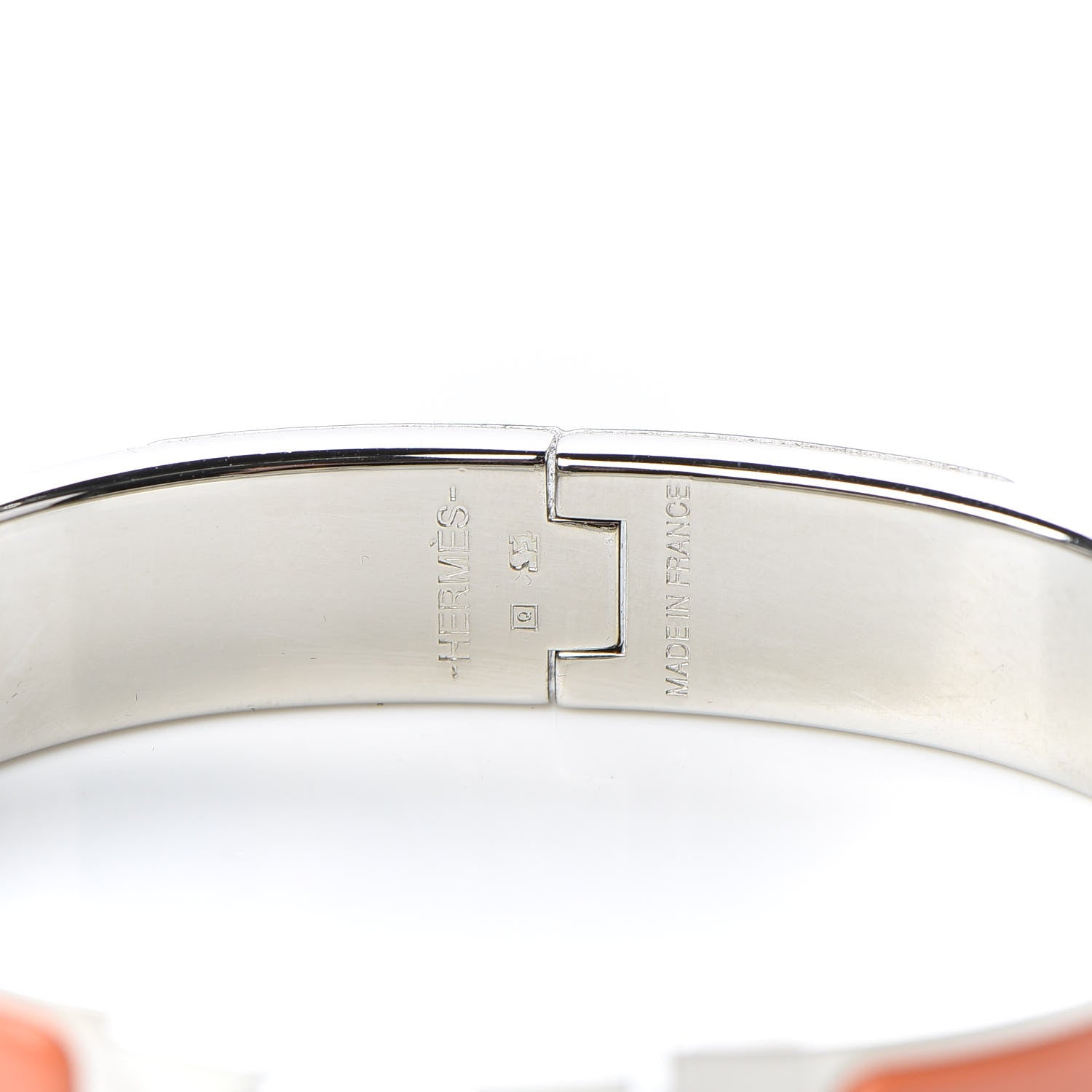 Hermes Enamel Narrow Clic Clac H Bracelet PM Orange White 6 of 7