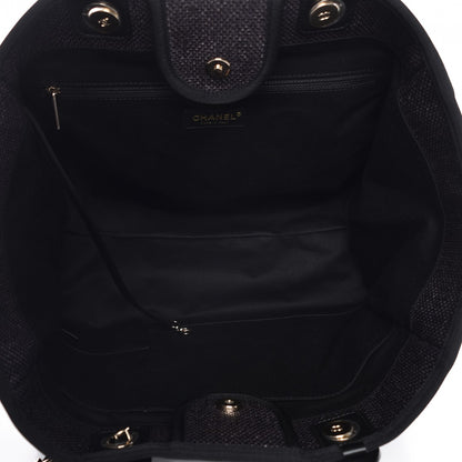 Chanel Woven Straw Raffia Large Deauville Tote Black 5 of 9