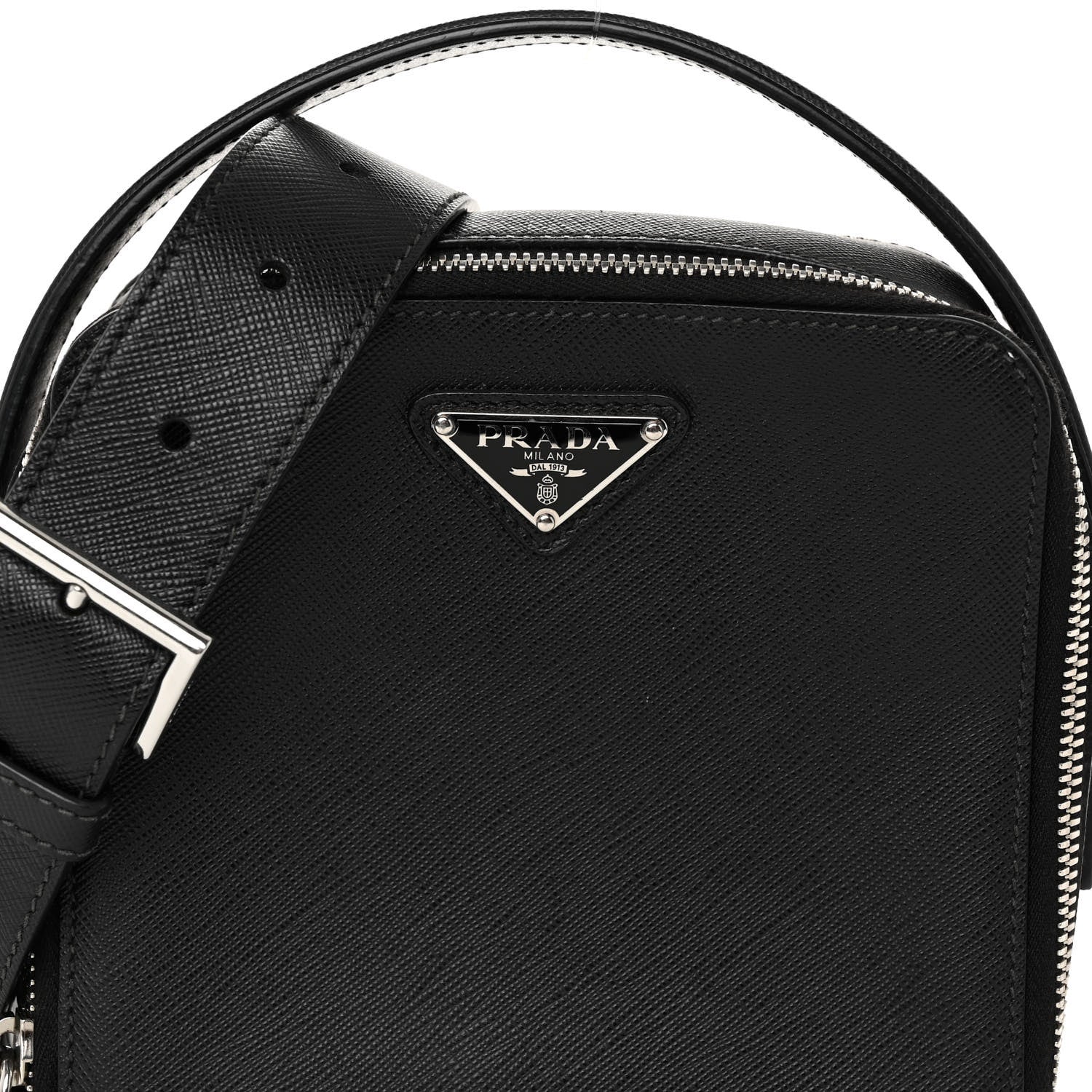 Prada Saffiano Crossbody Messenger Bag Black 9 of 12