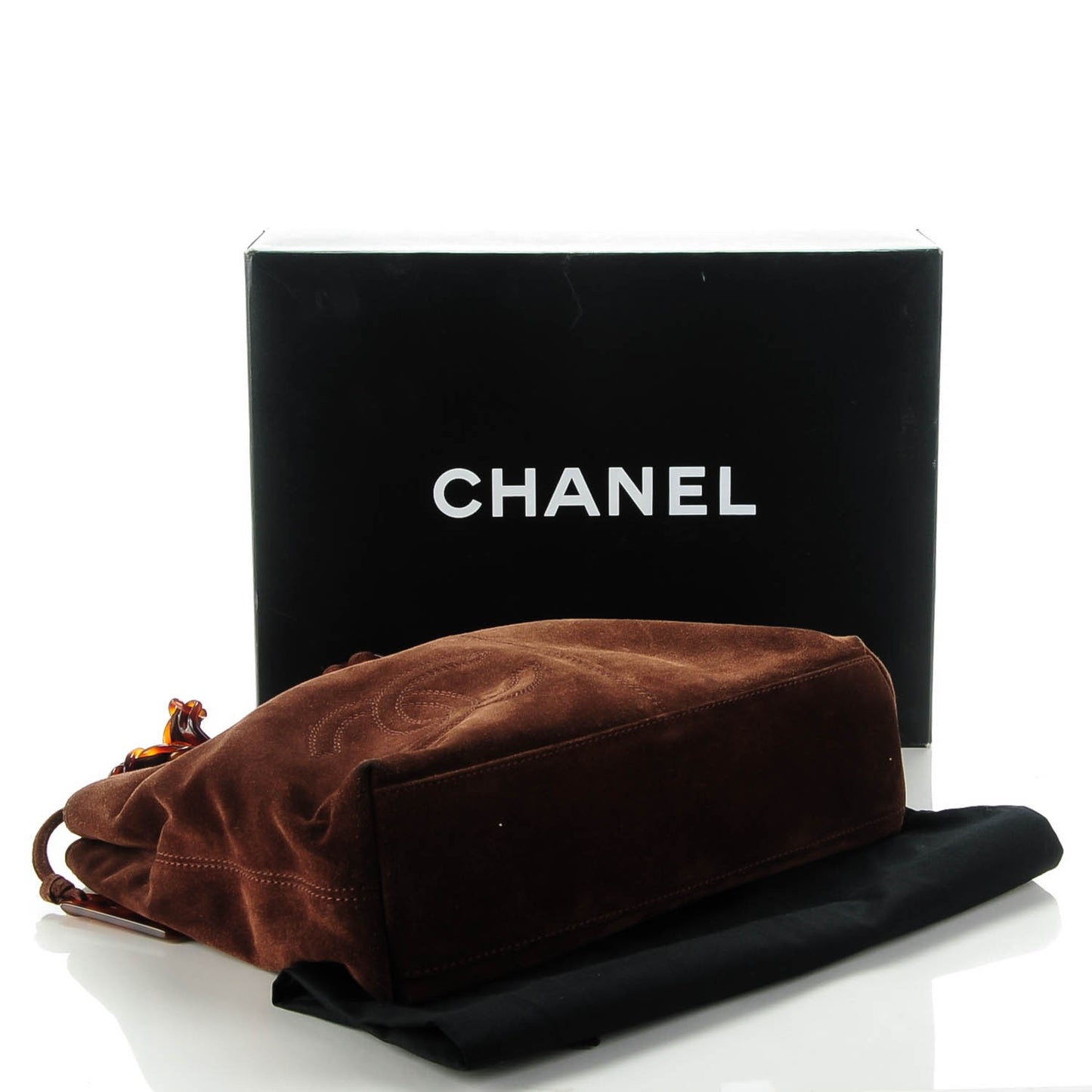 Suede Bekko Chain CC Shopping Tote Dark Brown