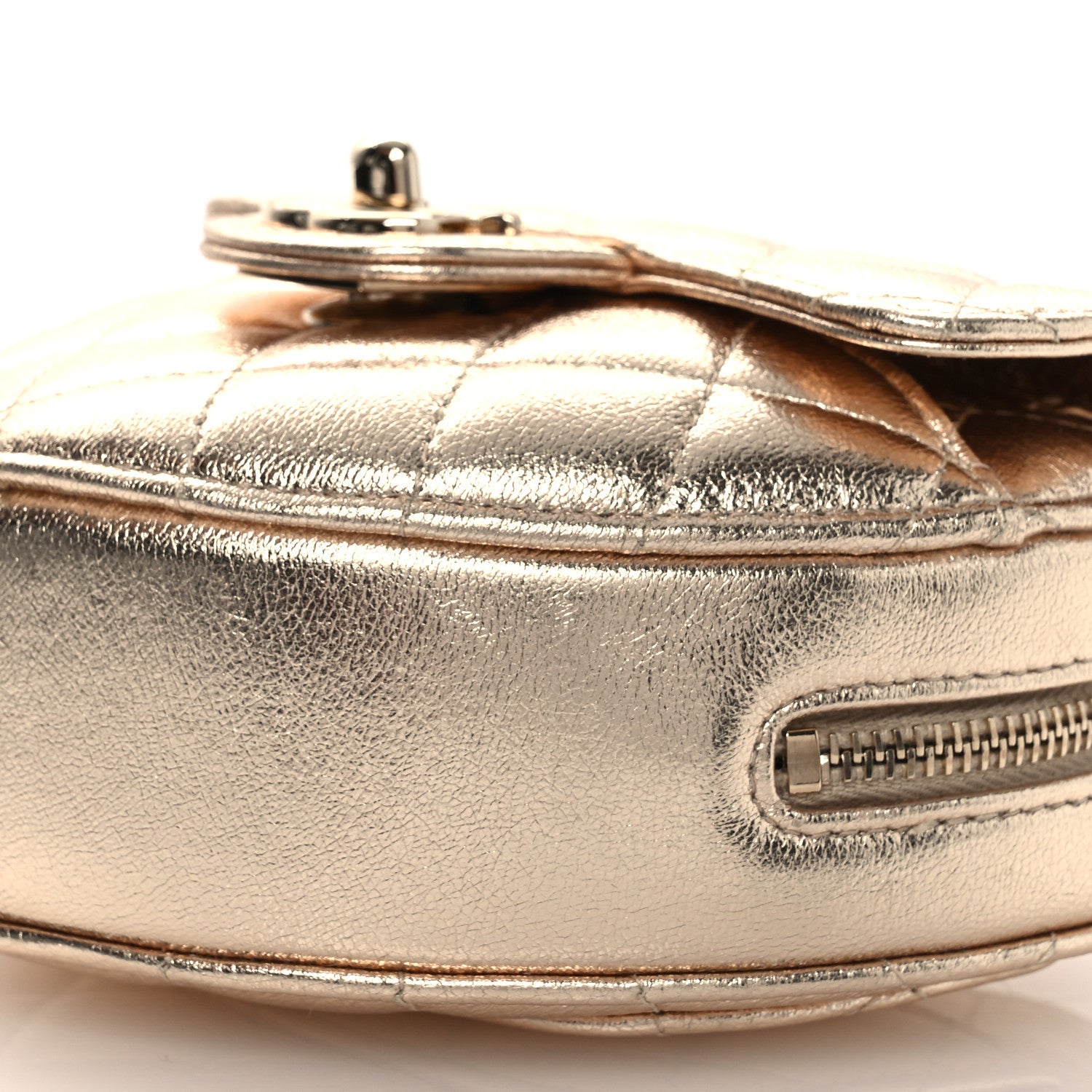 Chanel Metallic Lambskin Quilted CC In Love Heart Clutch With Chain Gold 10 of 12