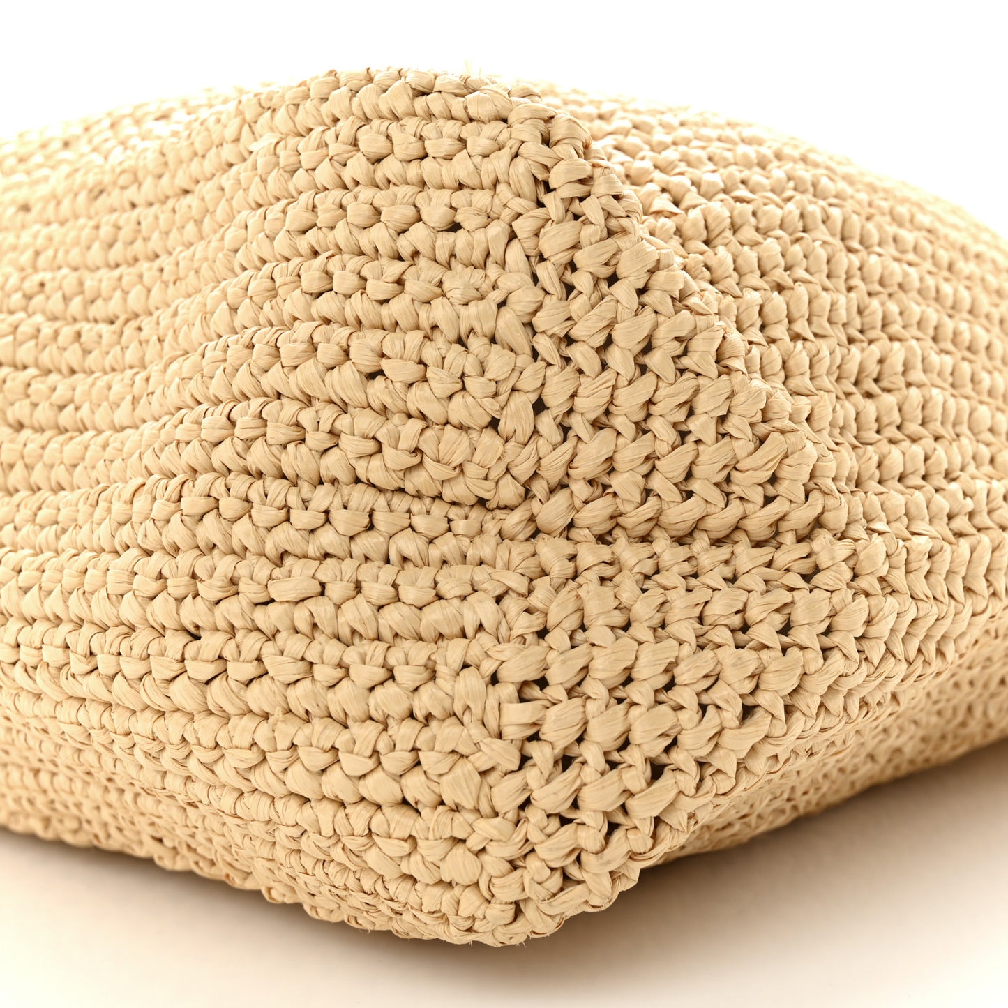 Yarn Raffia Effect Crochet Embroidered Logo Tote Naturale