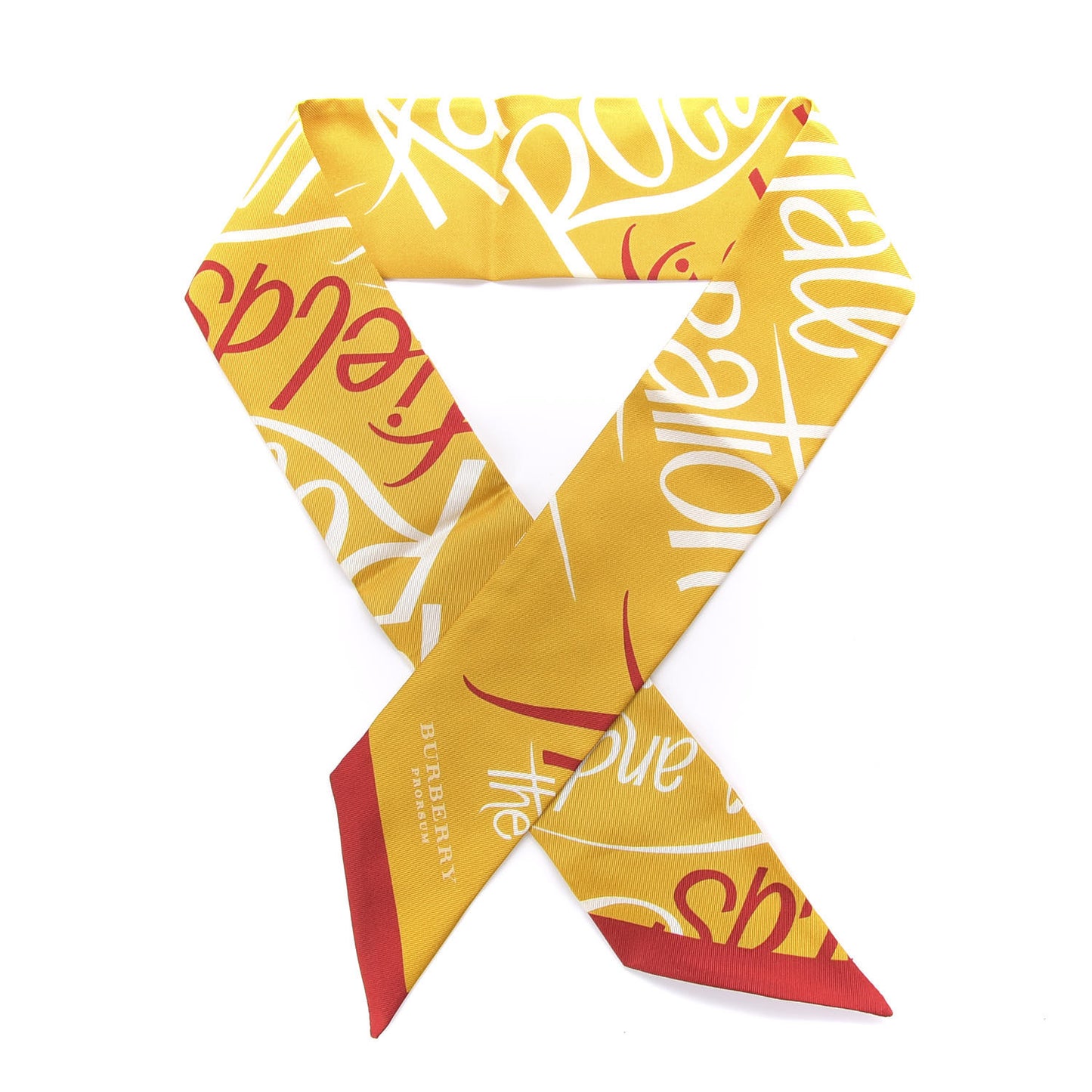 Silk Print Skinny Scarf Yellow Multicolor