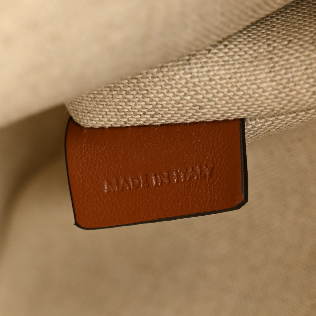 Canvas Smooth Calfskin Logo Bucket 16 Bag Khaki Beige Tan