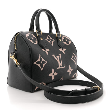 Louis Vuitton Empreinte Monogram Giant Speedy Bandouliere 25 Black Beige 2 of 11