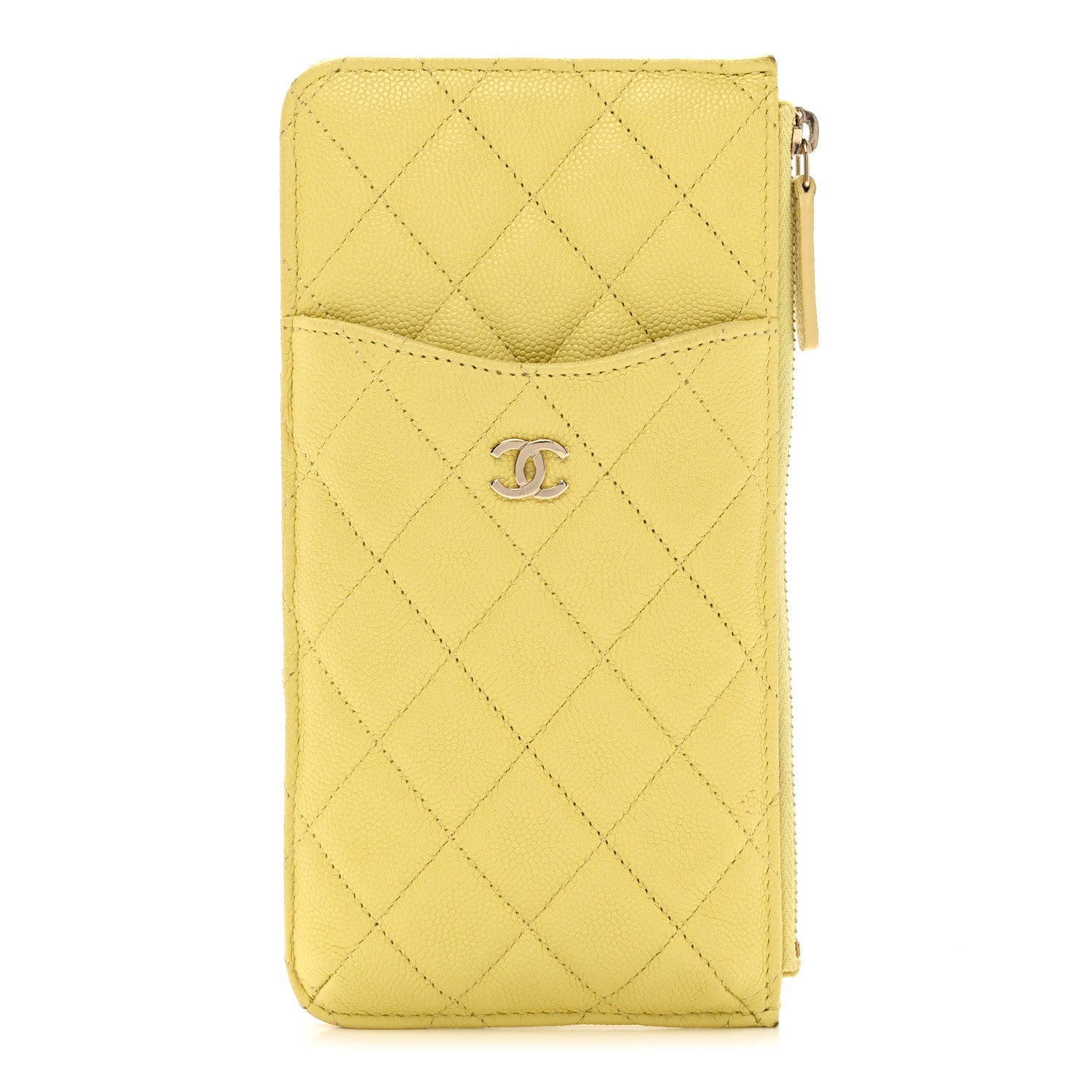 Chanel Caviar Quilted Classic Flat Wallet Pouch Yellow 1 of 7