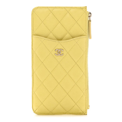 Chanel Caviar Quilted Classic Flat Wallet Pouch Yellow 1 of 7