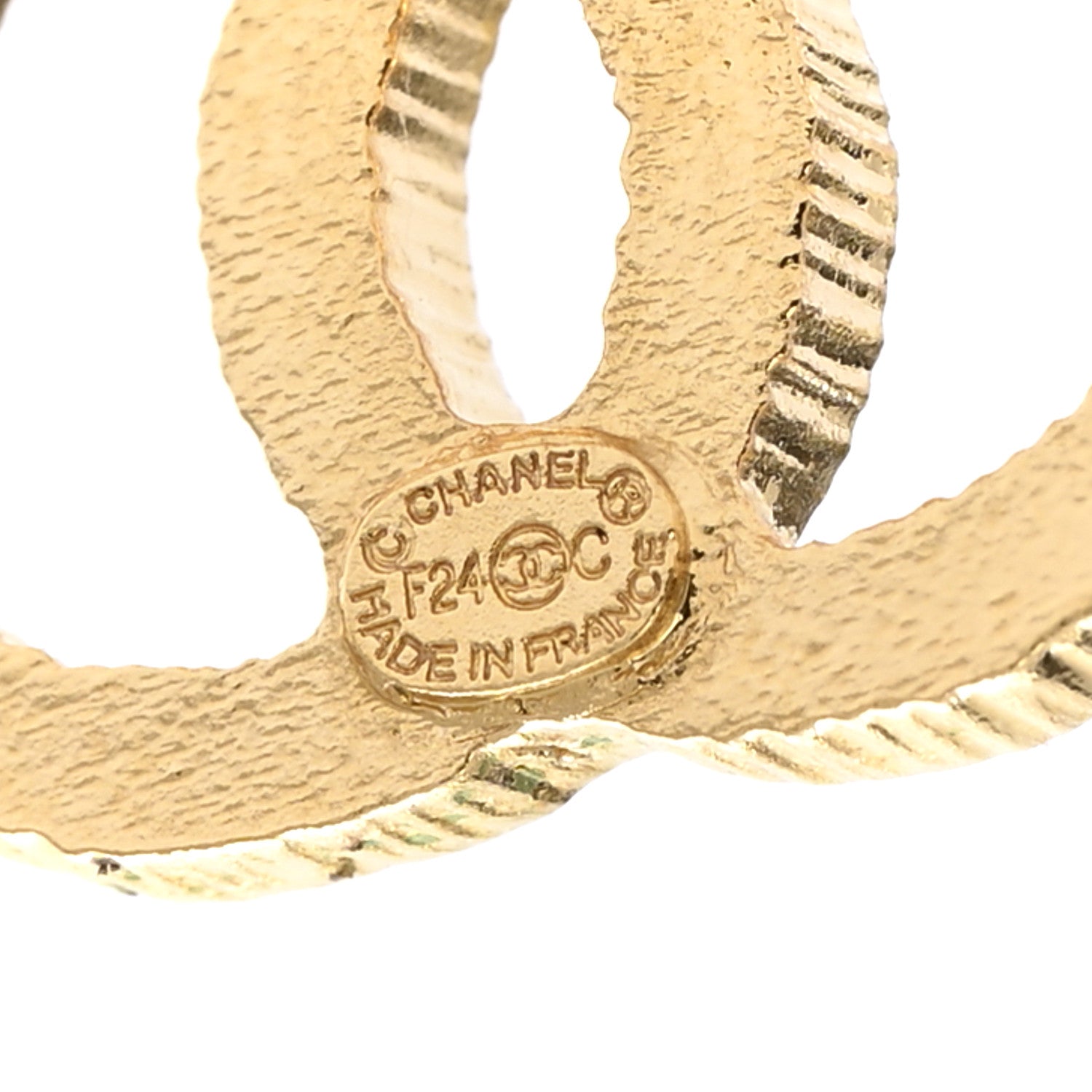 Chanel Metal Textured CC Earrings Gold 4 of 5