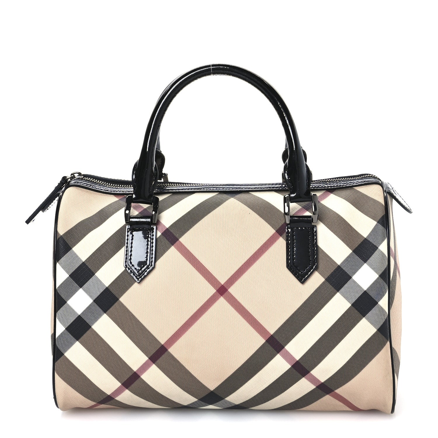Burberry Nova Check Patent Small Chester Bowling Bag Black 1 of 15