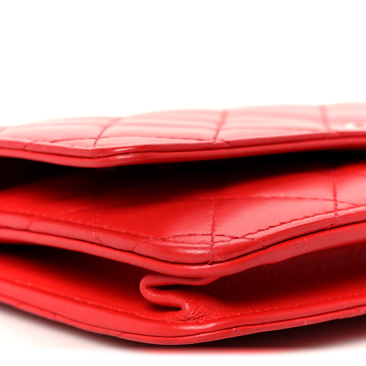 Chanel Lambskin Quilted Wallet On Chain WOC Red 10 of 12