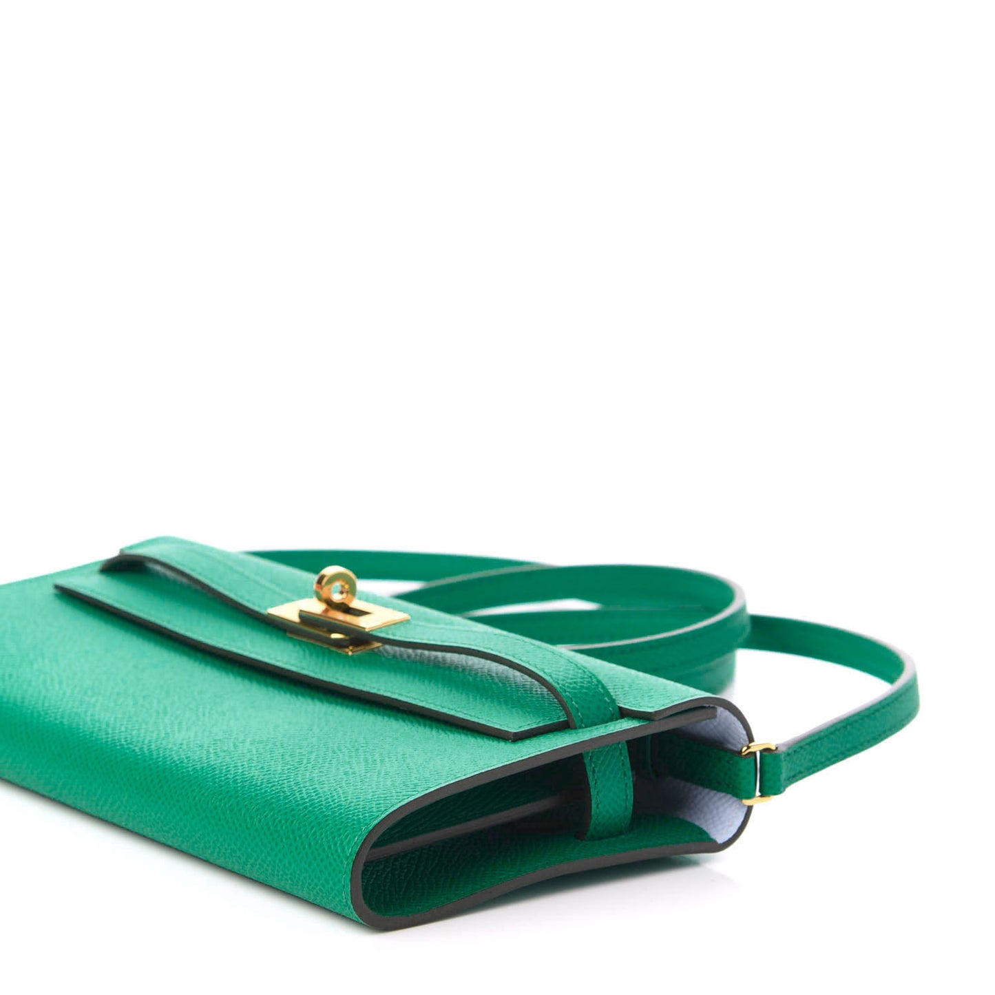 Epsom Kelly Wallet To Go Vert Jade Bleu Brume