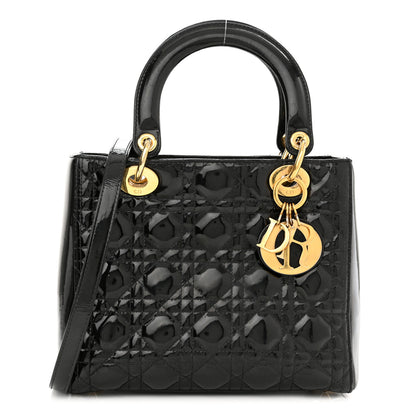Christian Dior Patent Cannage Medium Lady Dior Black 1 of 10