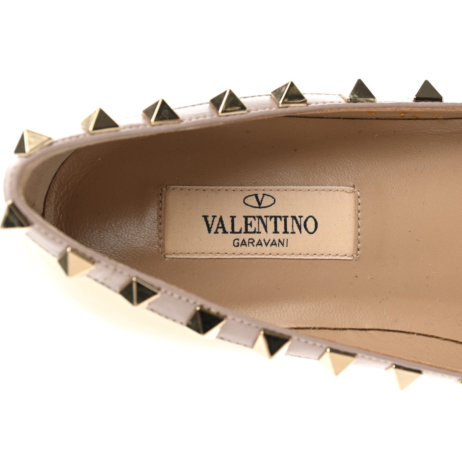 Valentino Garavani Patent Rockstud Ballerina Flats 35.5 Light Ivory Poudre 6 of 8