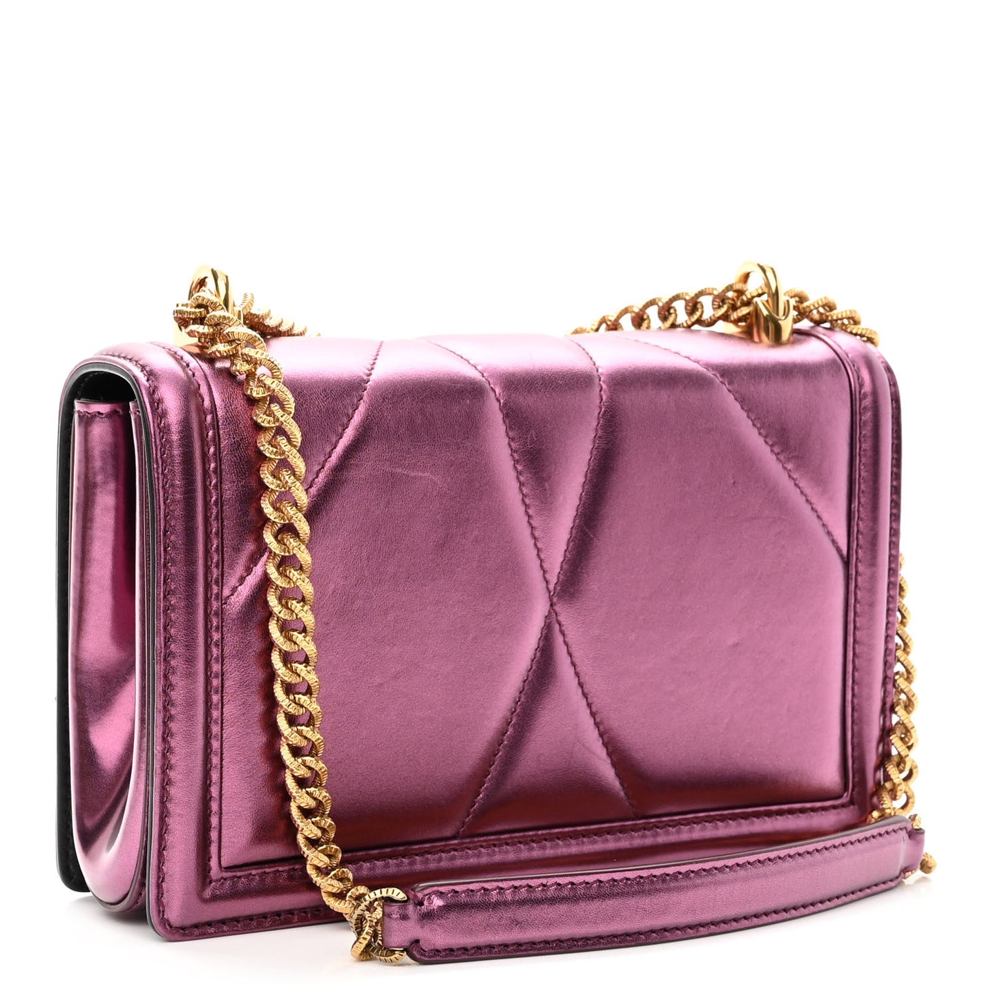 Metallic Calfskin Medium Devotion Crossbody Bag Wine