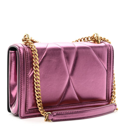 Dolce & Gabbana Metallic Calfskin Medium Devotion Crossbody Bag Wine 2 of 11