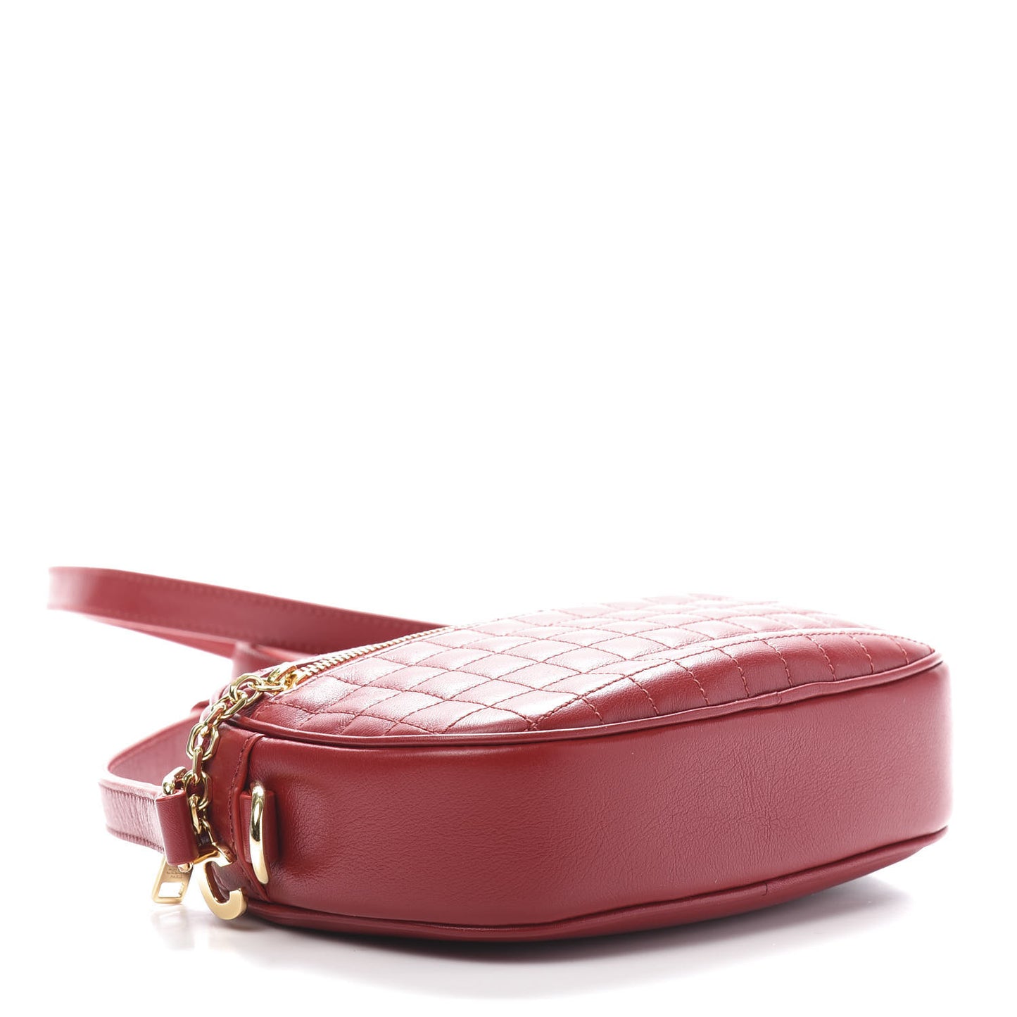Calfskin Quilted Small C Charm Bag Red