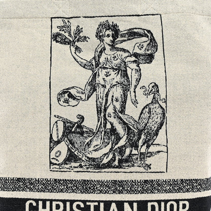 Christian Dior Canvas Print Cruise Tote Ivory Black 7 of 9