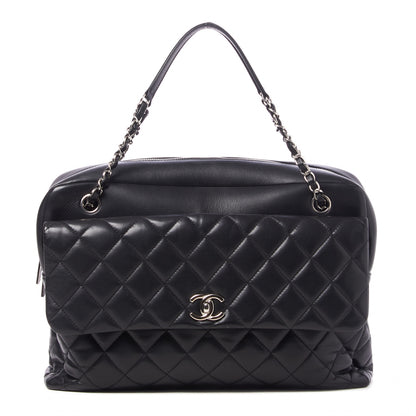 Chanel Lambskin Quilted Bowler Flap Shoulder Bag Black 1 of 9