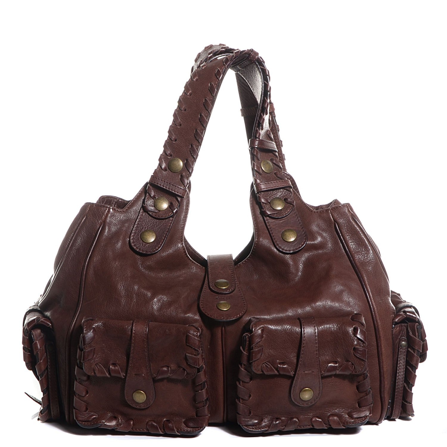 Chloe Calfskin Silverado Pocket Shoulder Bag Chocolate 1 of 8