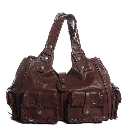 Chloe Calfskin Silverado Pocket Shoulder Bag Chocolate 1 of 8