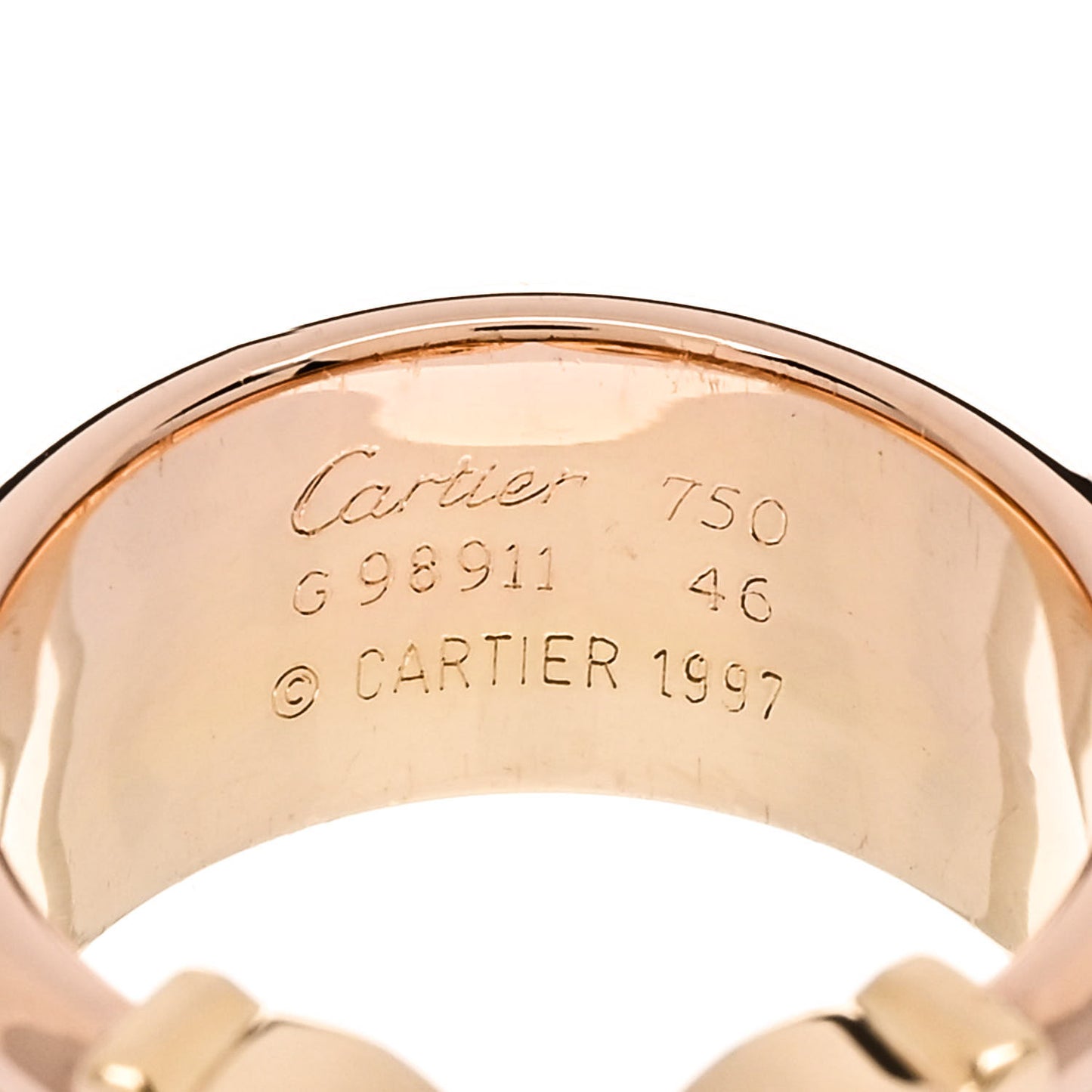 18K Pink Yellow White Gold 8mm C De Cartier Ring 46 3.75