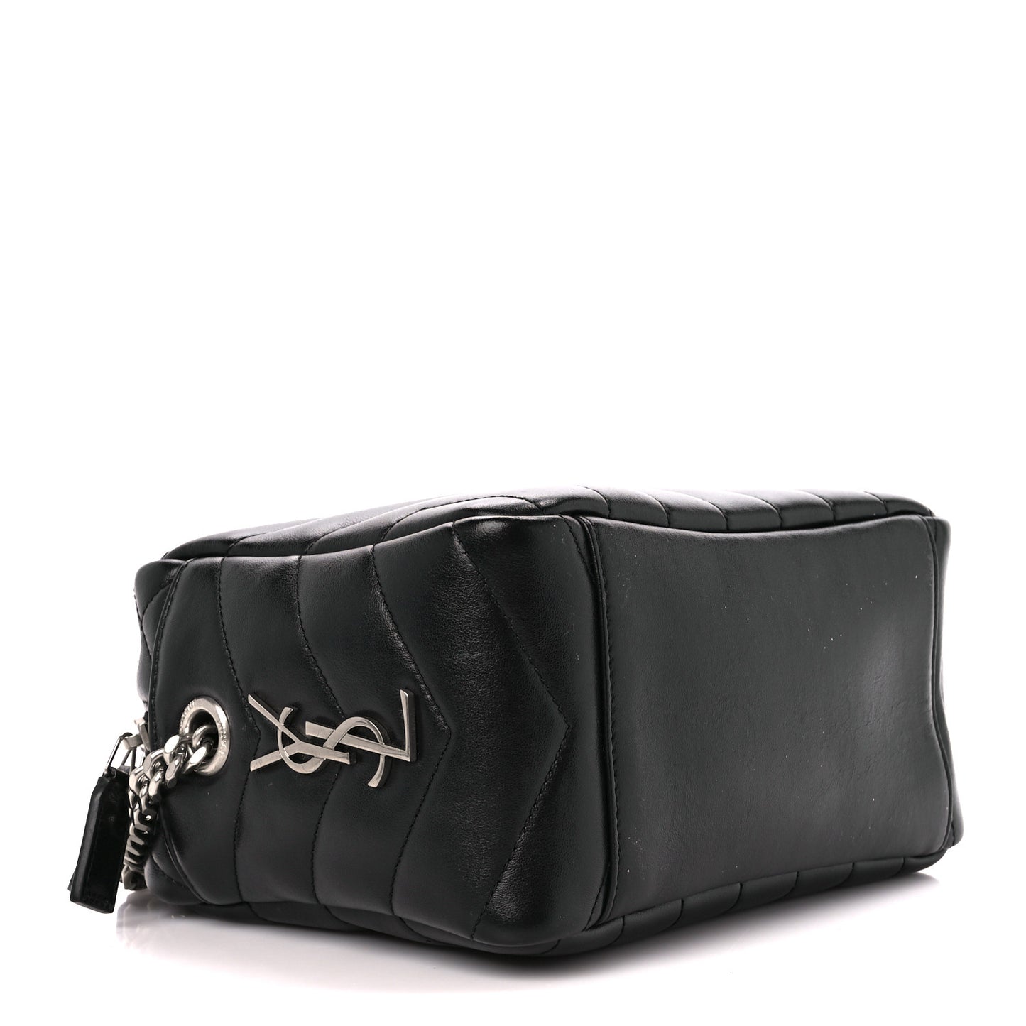 Calfskin Y Quilted Monogram Small Loulou Bowling Bag Black