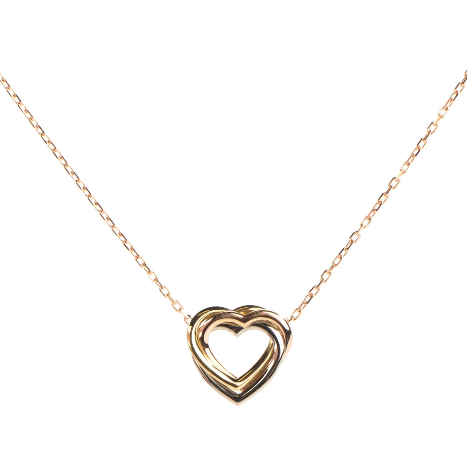 Cartier 18K Pink Yellow White Gold Trinity Heart Necklace 1 of 4