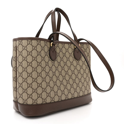 Gucci GG Supreme Monogram Textured Calfskin Small Ophidia Shoulder Tote Bag Beige Ebony New Acero 3 of 10