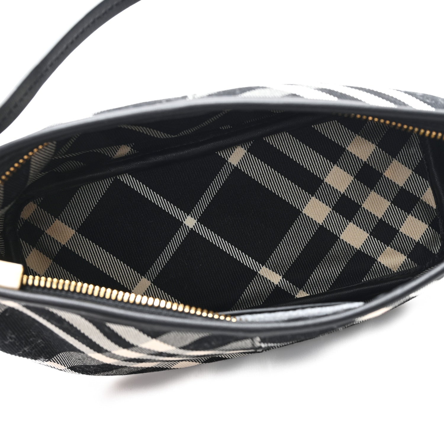 Burberry Essential Check Simple Zip Baguette Black Calico 5 of 10