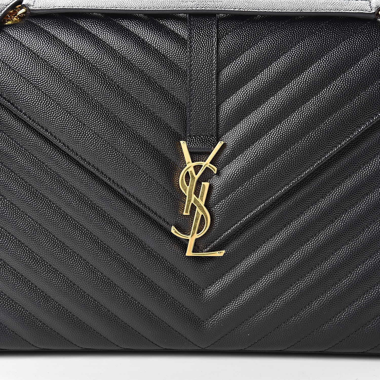 Saint Laurent Grain De Poudre Matelasse Chevron Large Monogram Satchel Black 9 of 11