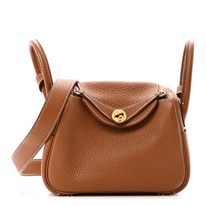 Hermes Taurillon Clemence Mini Lindy 20 Gold 1 of 13