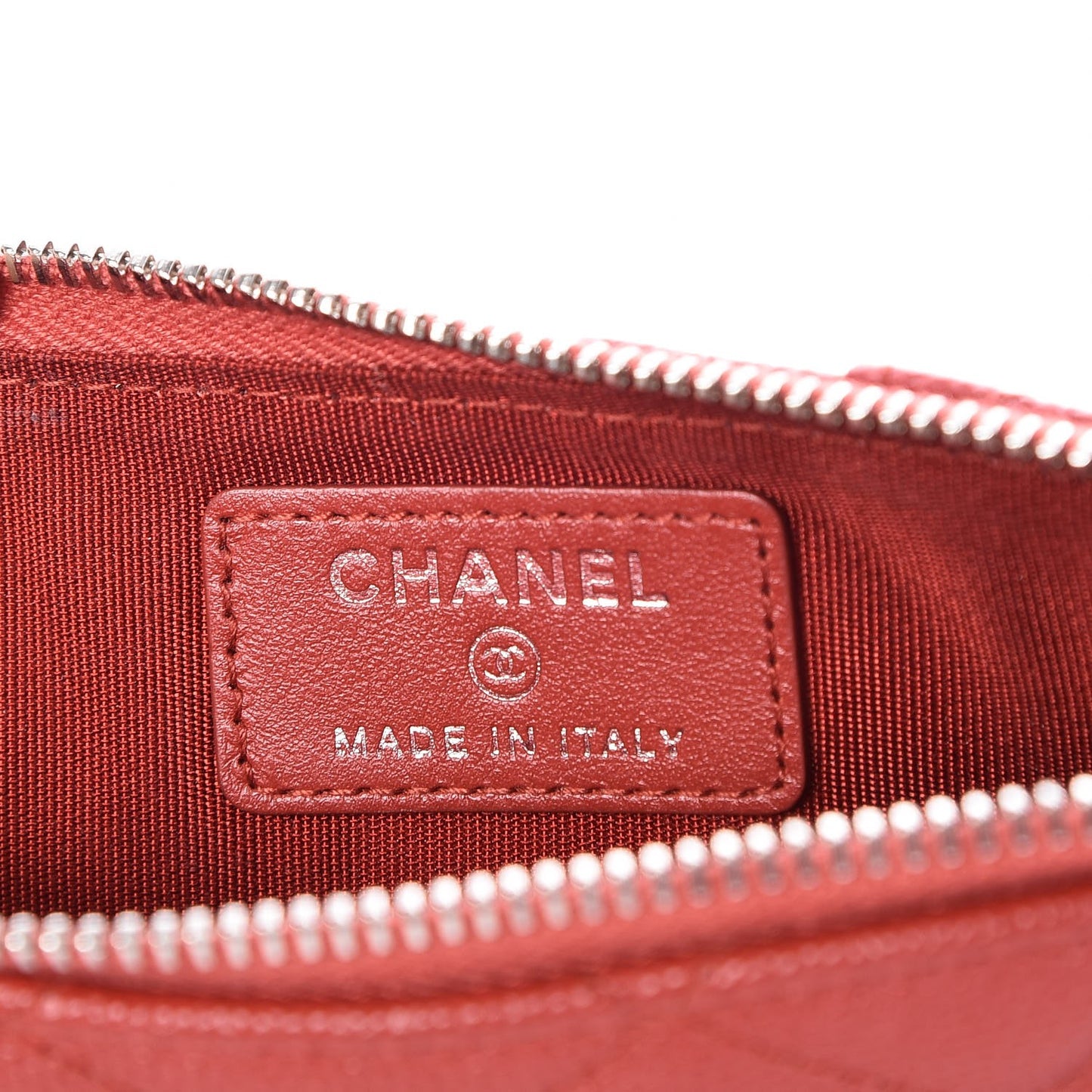Caviar Quilted Flat Wallet Pouch Red