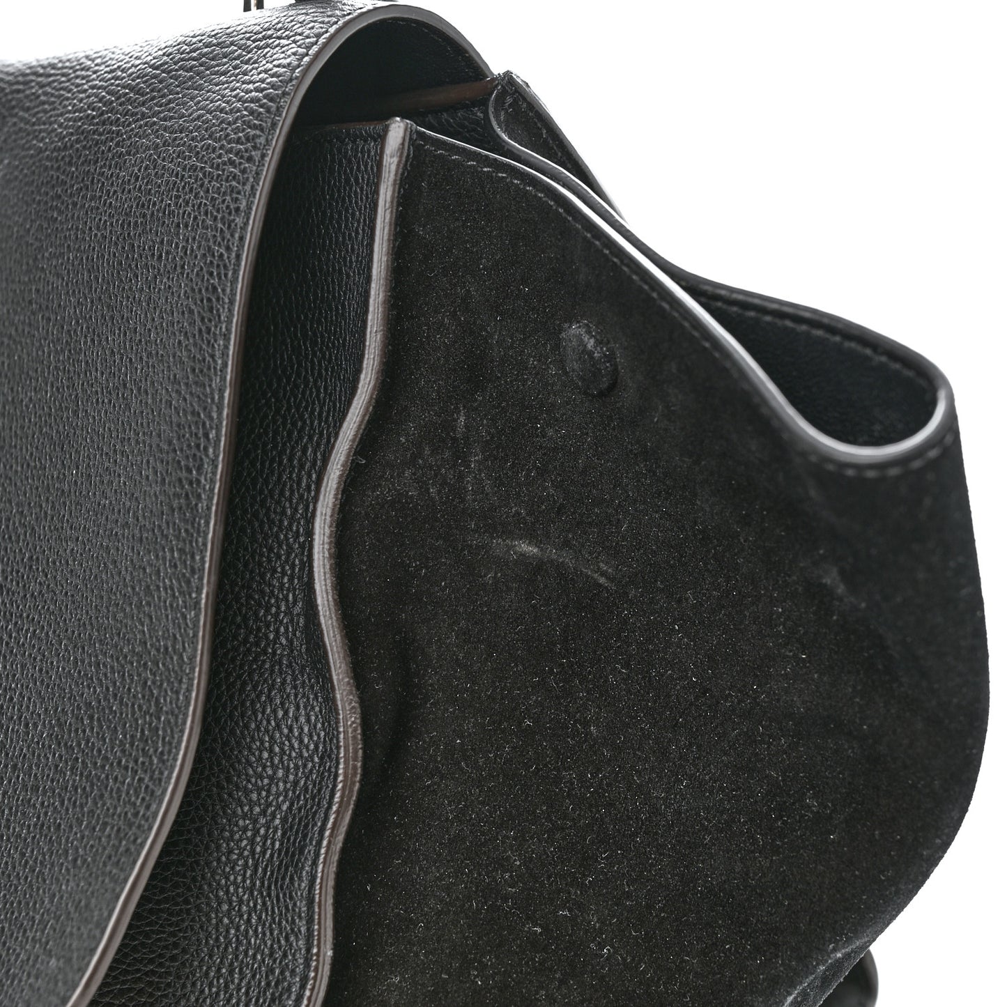 Drummed Calfskin Suede Large Trapeze Black