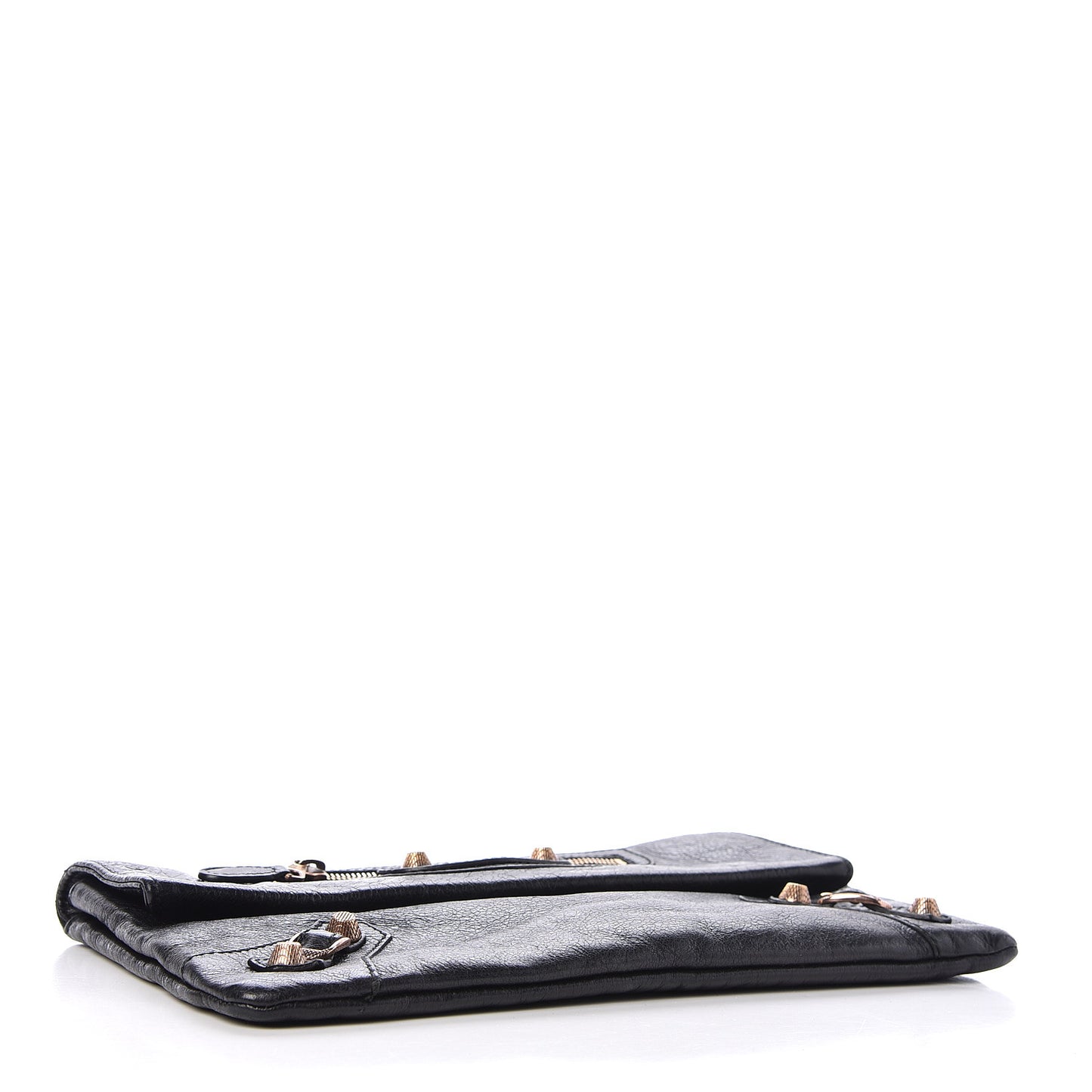 Agneau Giant 12 Rose Gold Hardware Envelope Clutch Black
