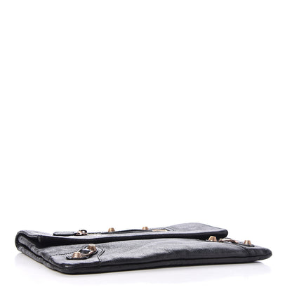 Balenciaga Agneau Giant 12 Rose Gold Hardware Envelope Clutch Black 4 of 12