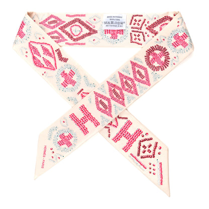 Hermes Silk Kelly en Perles Twilly Creme FRAMBOISE 1 of 4