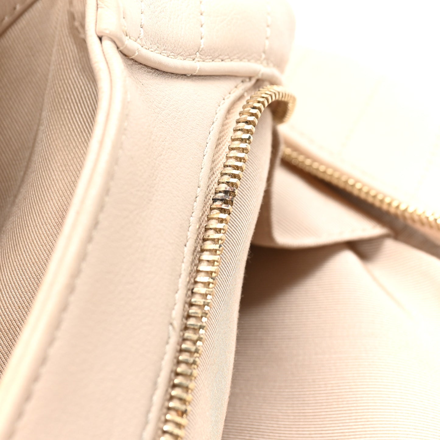 Calfskin Elaphe Stitched Large Chevron Chic Shopping Bag Beige