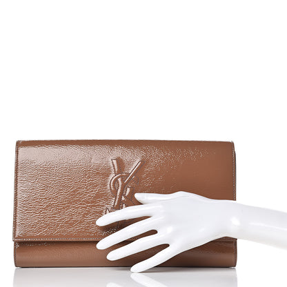 Saint Laurent Textured Patent Calfskin Monogram Large Belle De Jour Clutch Nude 2 of 11
