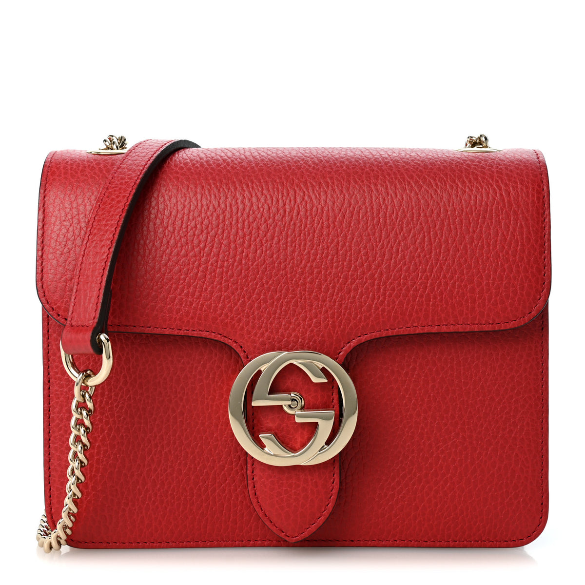 Gucci Dollar Calfskin Small Interlocking G Shoulder Bag Red 1 of 9
