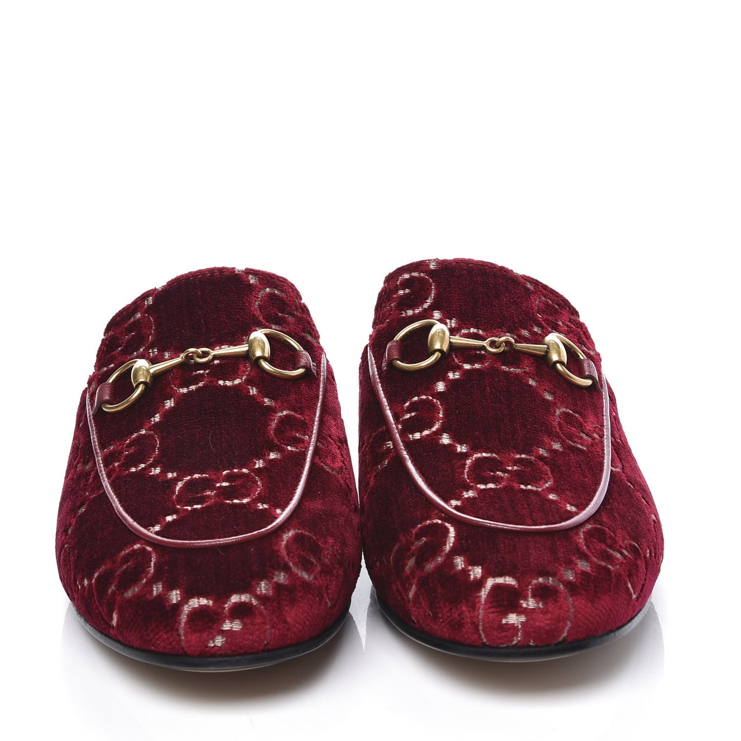Velvet GG Monogram Womens Princetown Slippers 36 Red Cipria
