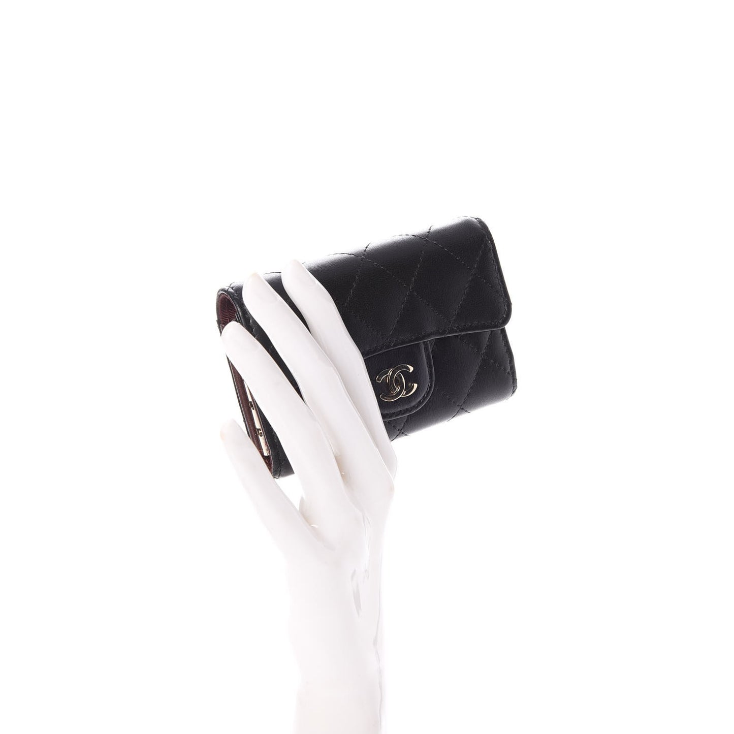 Lambskin Quilted 4 Key Holder Black