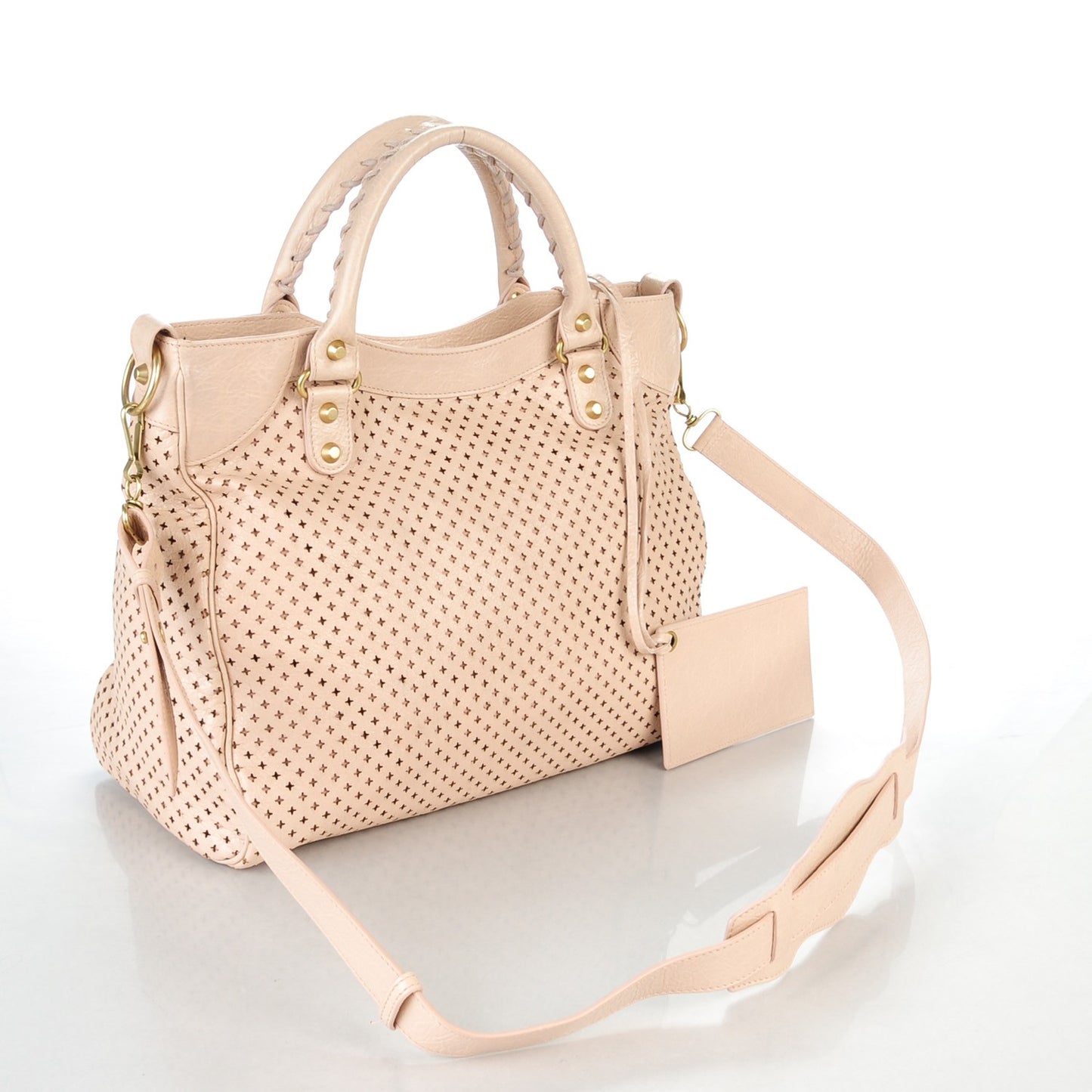 Agneau Laser Cut Cross Classic Gold Hardware Velo Rose Peach