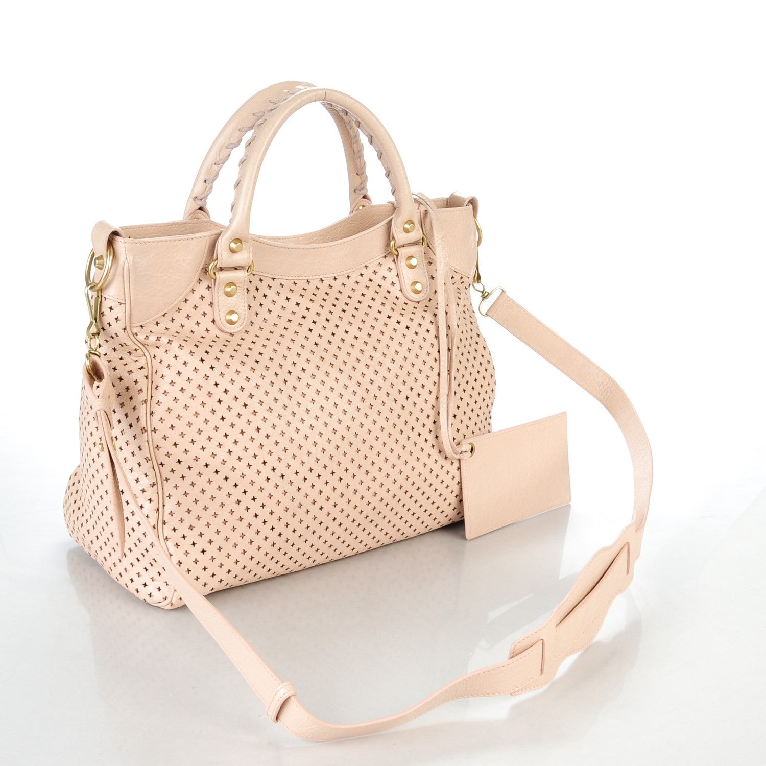 Balenciaga Agneau Laser Cut Cross Classic Gold Hardware Velo Rose Peach 3 of 8
