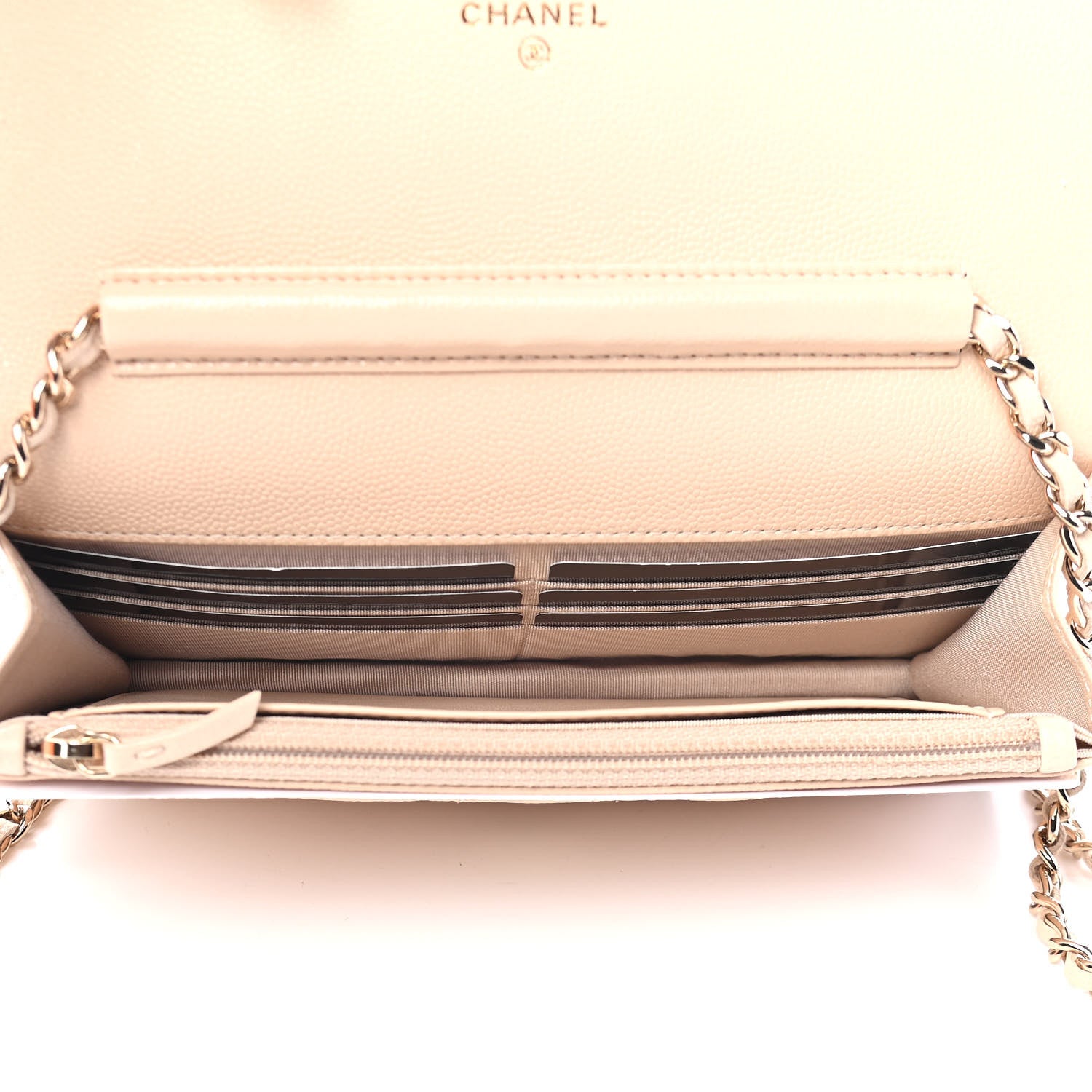 Chanel Caviar Quilted Coco Candy Wallet On Chain WOC Beige 5 of 9