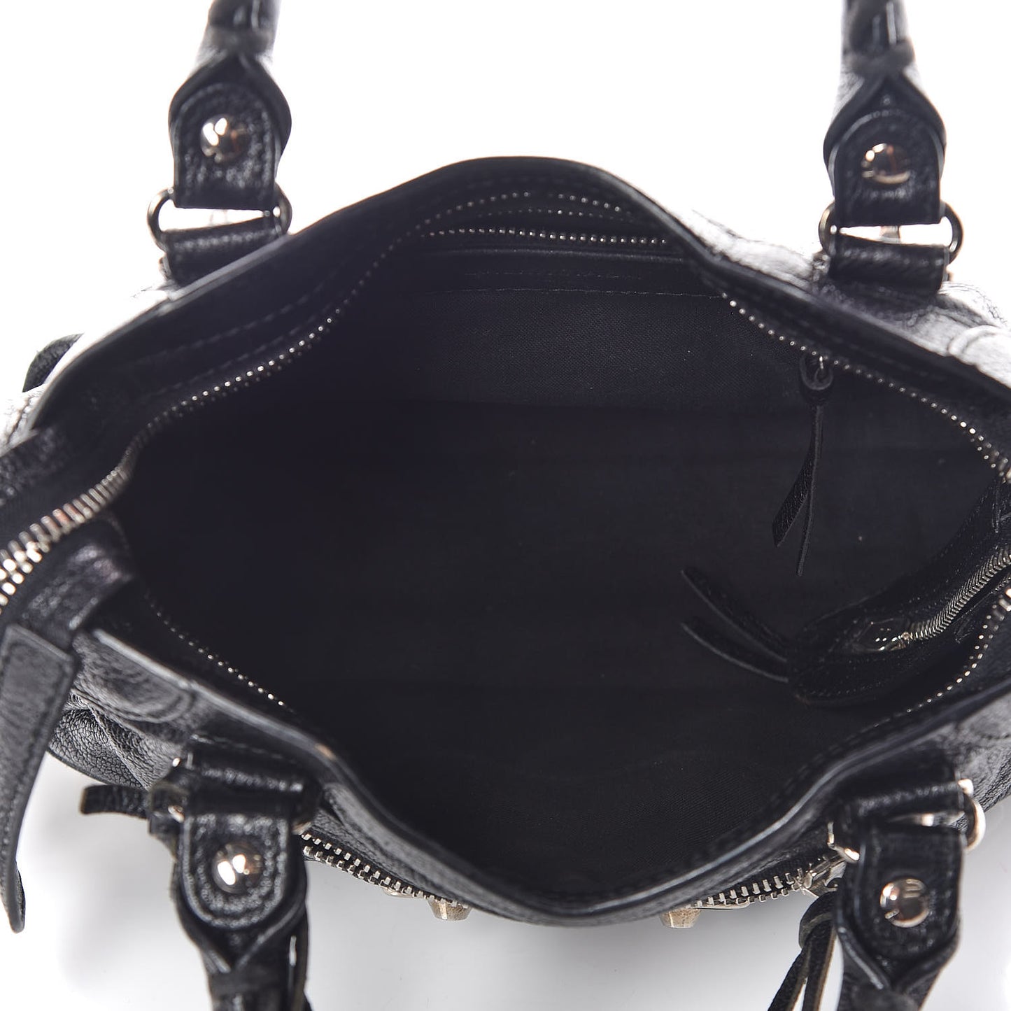 Chevre Silver Metallic Edge Hardware Mini City Black