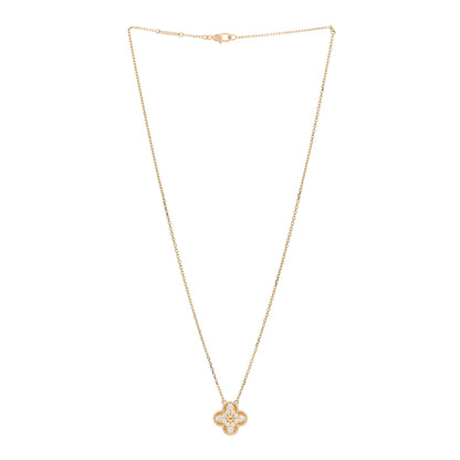 Van Cleef & Arpels 18K Yellow Gold Diamond Vintage Alhambra Pendant Necklace 3 of 6