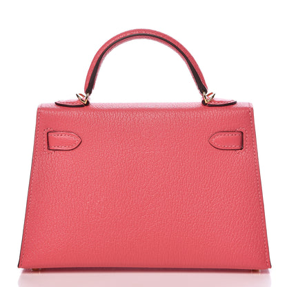 Hermes Chevre Mysore Mini Kelly Sellier 20 Rose Lipstick 4 of 31