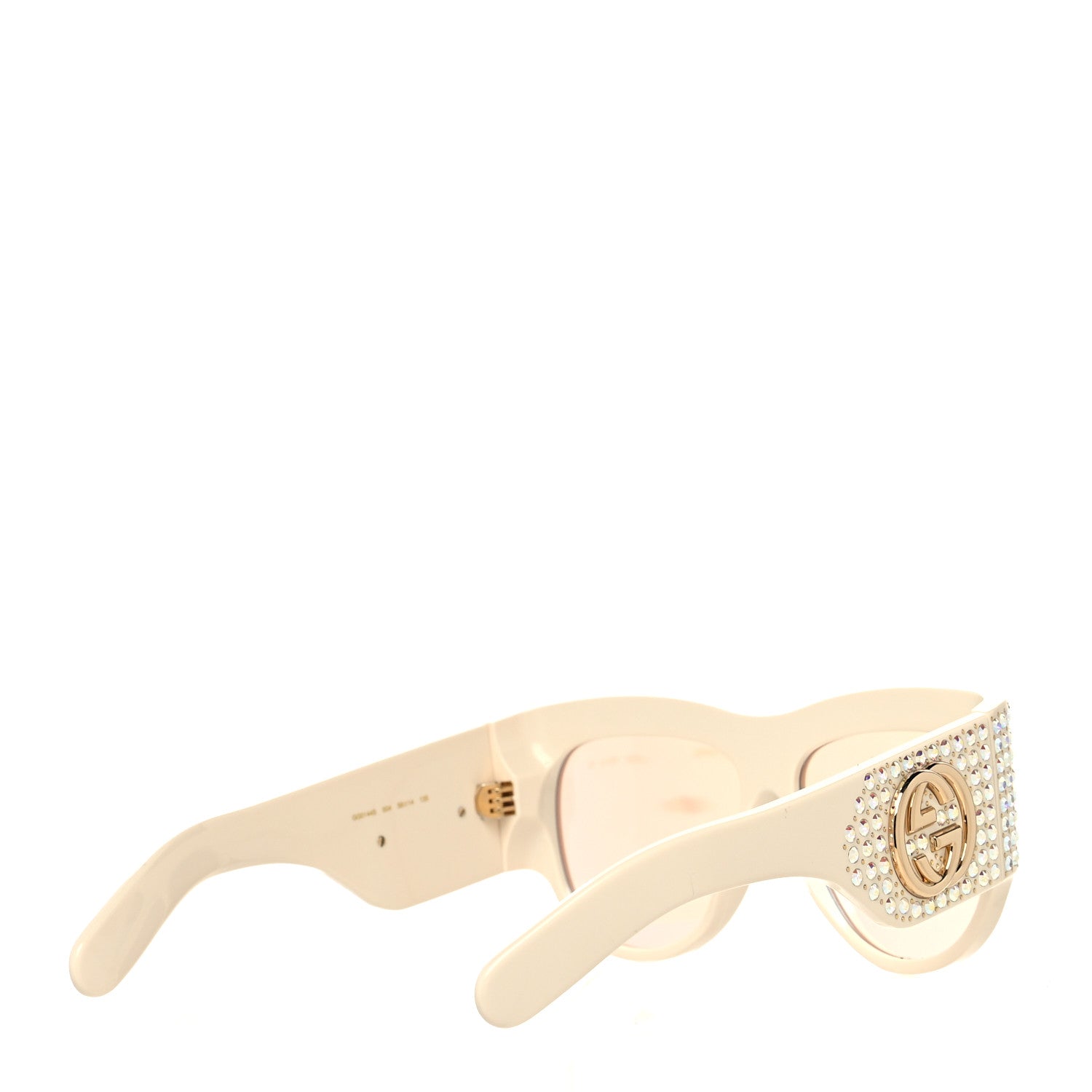 Gucci Acetate Crystal Oversize Hollywood Forever Sunglasses GG0144S Ivory 4 of 9