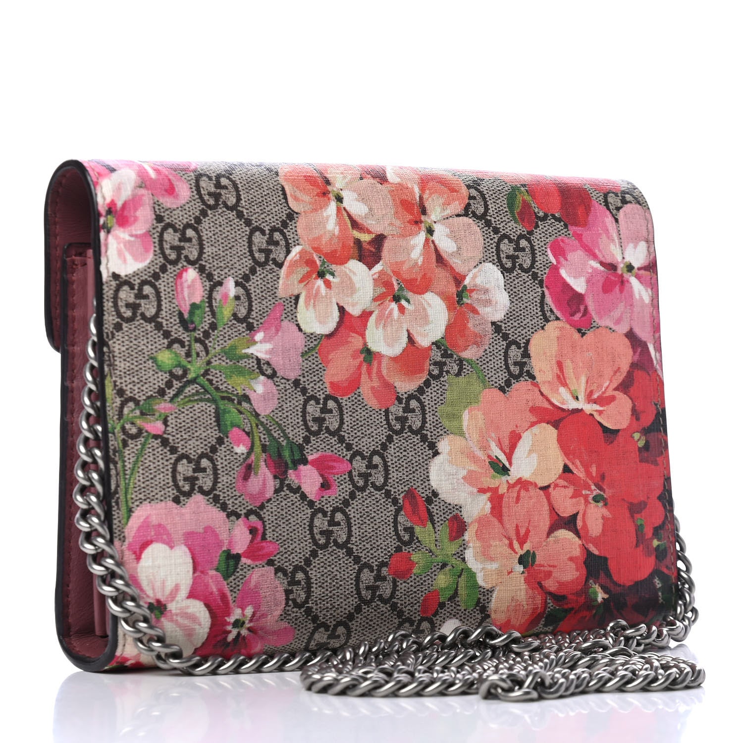 Gucci GG Supreme Monogram Blooms Mini Dionysus Chain Wallet Beige Multicolor Dry Rose 2 of 4
