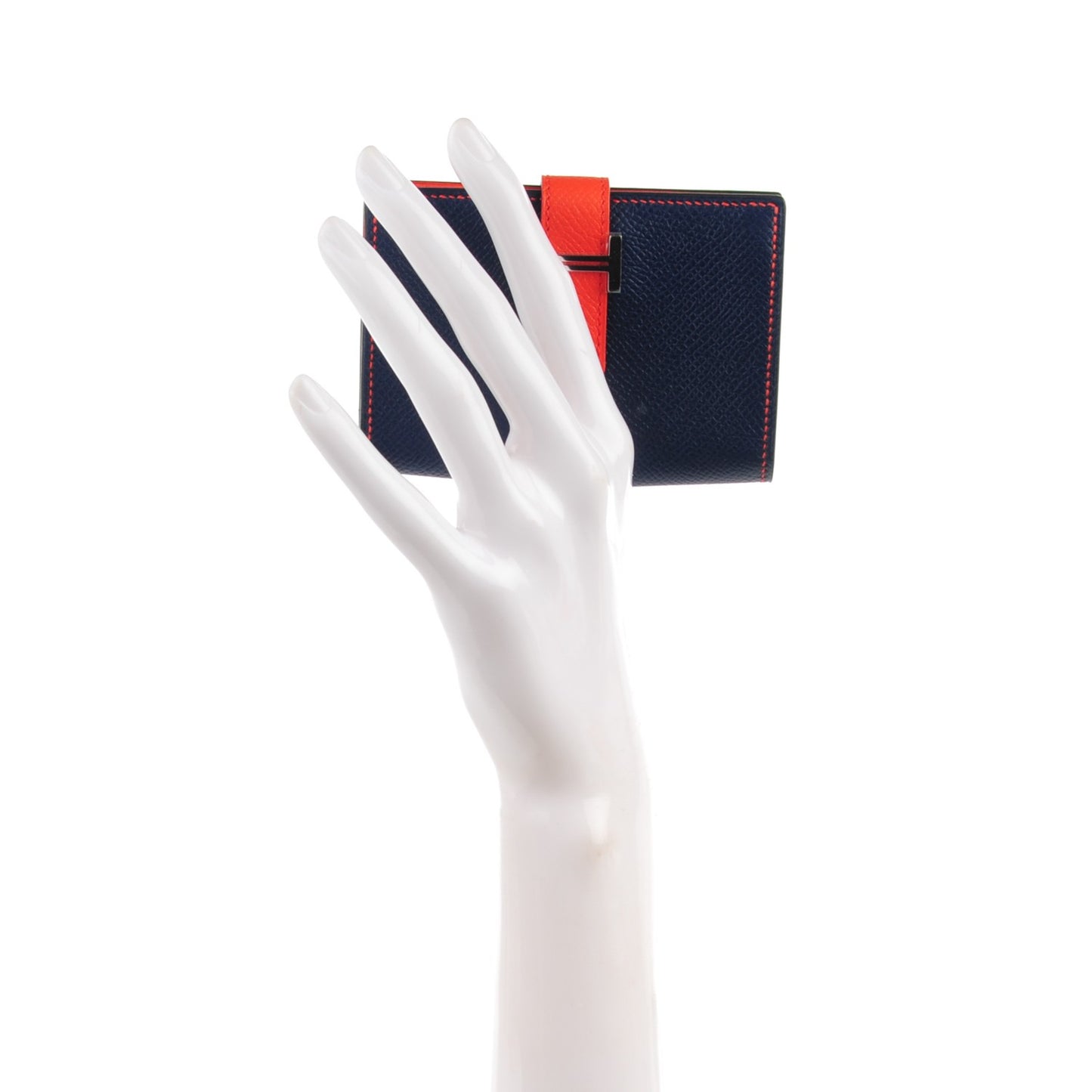 Epsom Bi Color Bearn Card Holder Wallet Bleu Saphir Orange Poppy